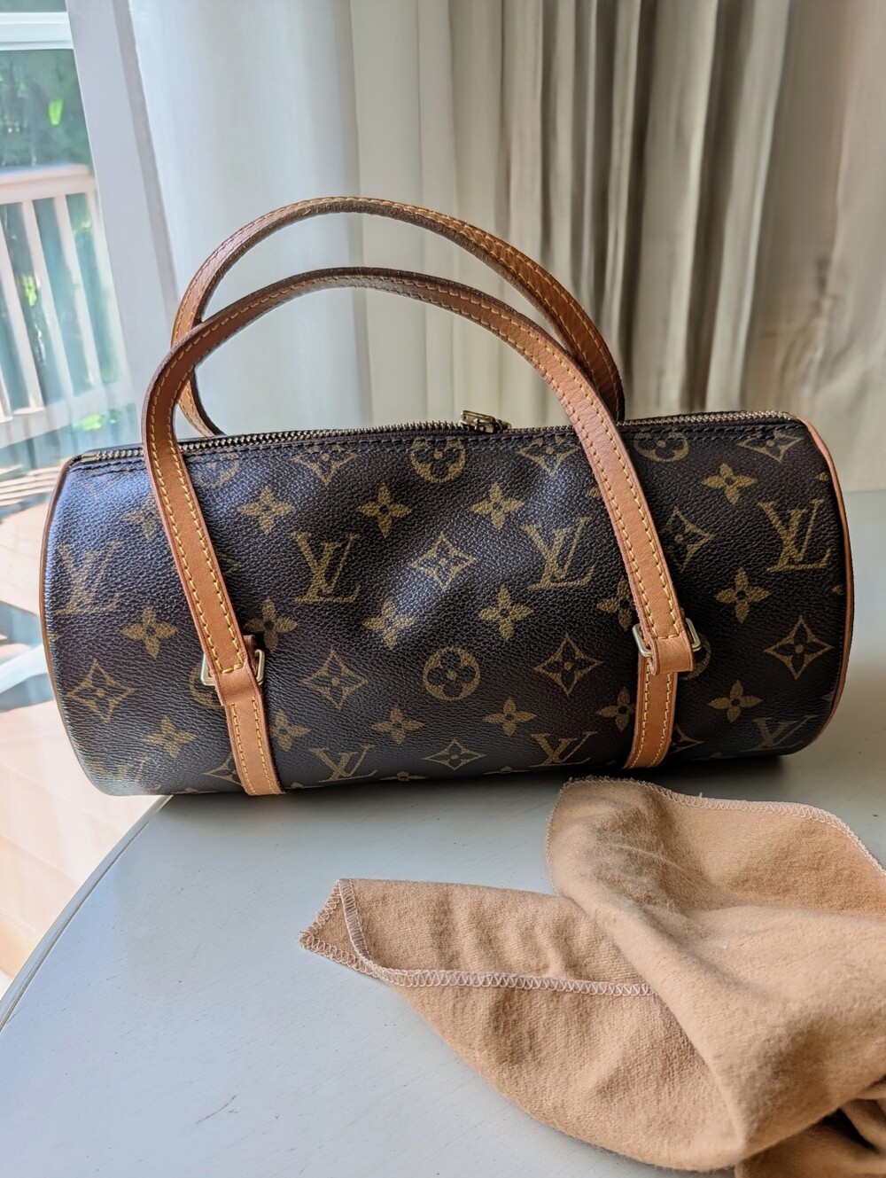 Louis Vuitton Monogram Mini Papillon Bag in Brown with Tan Trim